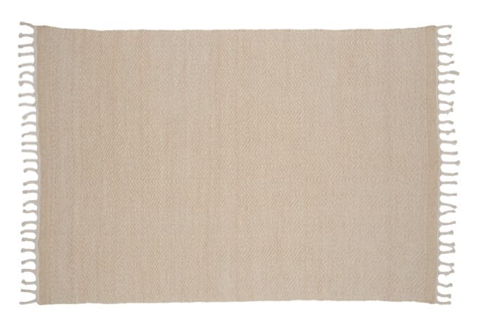 Loke Beige vilnonis kilimas 300x200, stačiakampis, smėlio spalvos su dekoratyviniais kutais, modernus audimo raštas