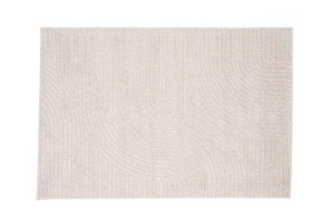 Vince White kilimas – stačiakampis, 230x160 cm, baltas, su linijiniu raštu, modernus dizainas