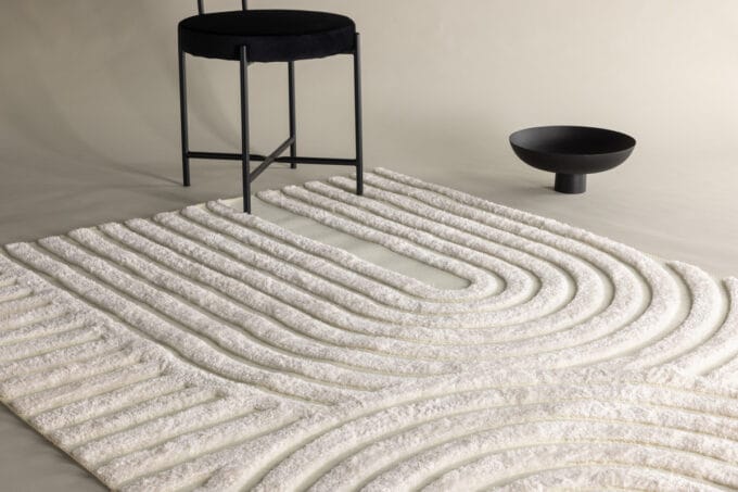 Nikita White kilimas – stačiakampis, baltos spalvos, 290x200 cm, trumpas pluoštas, modernus dizainas