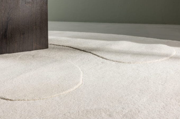 Enard Oval White, ovalus baltas vilnonis kilimas 290x175