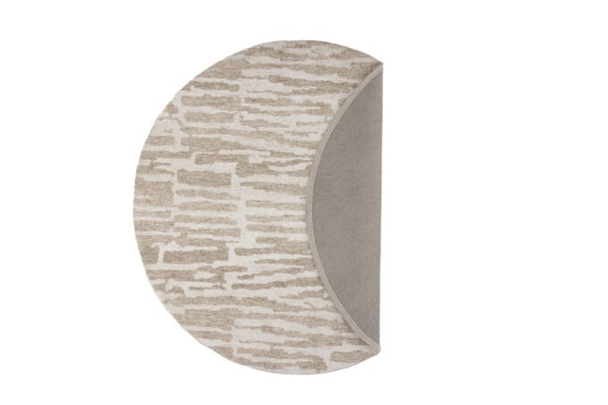 Milos Beige apvalus kilimas – 200 cm skersmens, baltos ir smėlio spalvų raštas, skandinaviško stiliaus