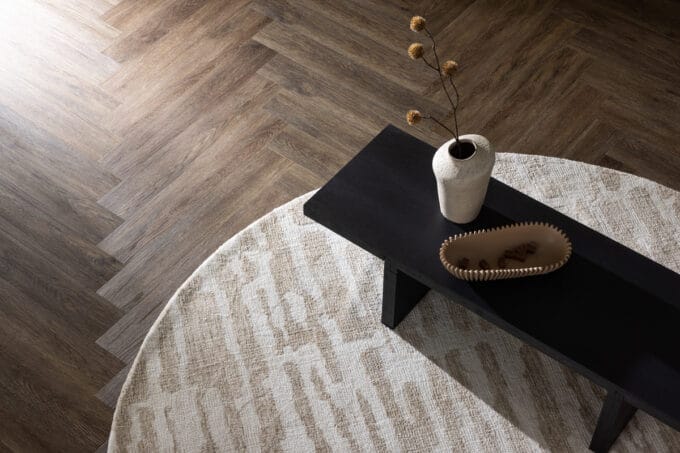 Milos Beige apvalus kilimas – 200 cm skersmens, baltos ir smėlio spalvų raštas, skandinaviško stiliaus