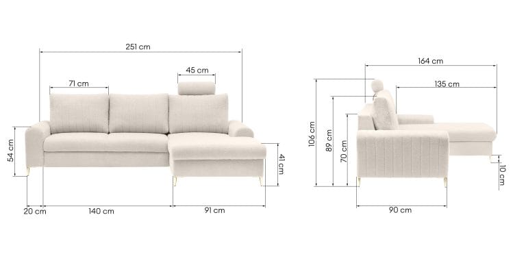Masimo Light Beige, kampinė sofa-lova kairė/dešinė - Image 8