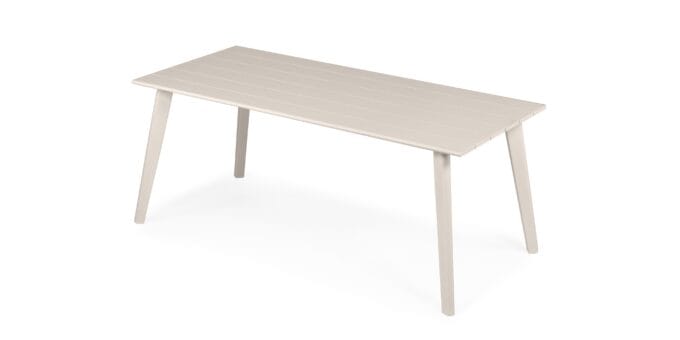 Piretto Beige lauko baldų komplektas – 180 cm aliuminio stalas ir smėlio spalvos technoratano kėdės