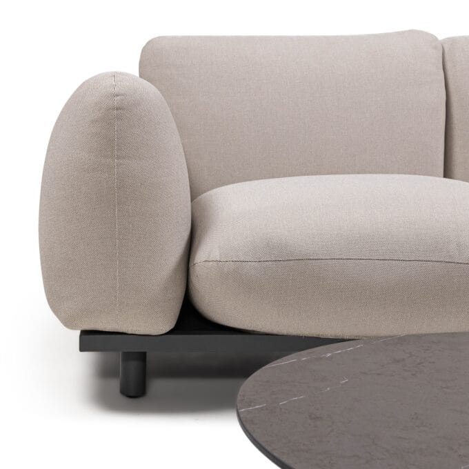 Santa Rosa Beige/Anthracite lauko baldų komplektas – su minkštomis pagalvėmis ir marmuro staliukais