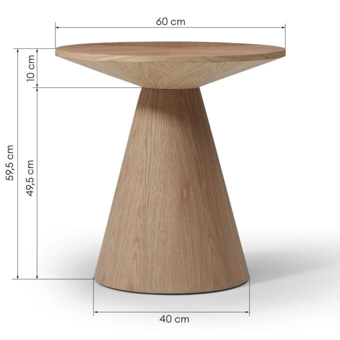 Abisko apvalus šoninis staliukas ąžuolo spalvos, Ø60 cm