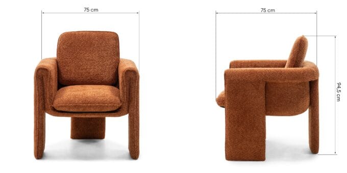 Fotelis Campat – apvali forma, vario spalvos audinys, modernus dizainas
