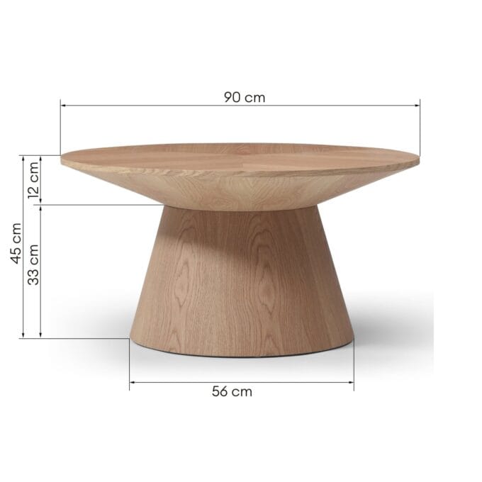 Dalarna apvalus kavos staliukas ąžuolo spalvos, Ø90 cm