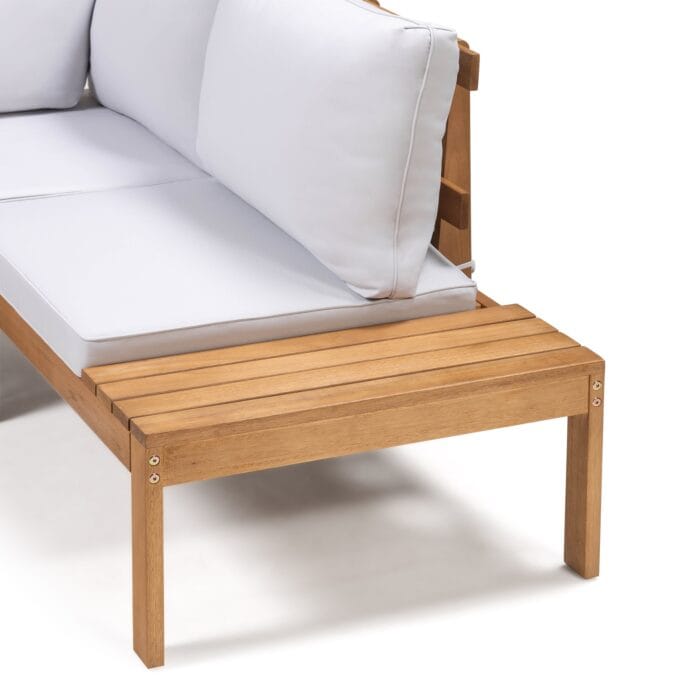 Familis lauko baldų komplektas su pilka sofa ir staliuku