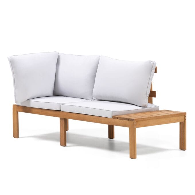 Familis lauko baldų komplektas su pilka sofa ir staliuku