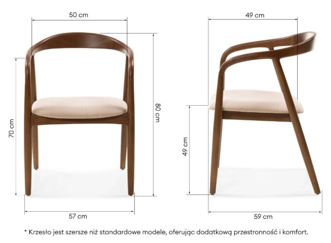 Valgomojo kėdė Ludvika Dark Beige – apvalus dizainas, raudonmedžio rėmas, šviesus audinys