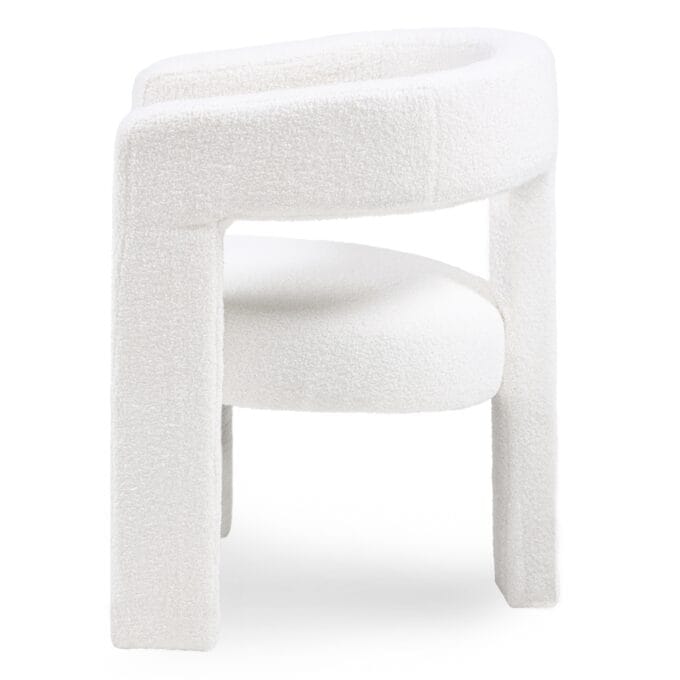 Poilsio krėslas Lory Boucle Cream – apvalus atlošas, boucle audinys, cream spalva