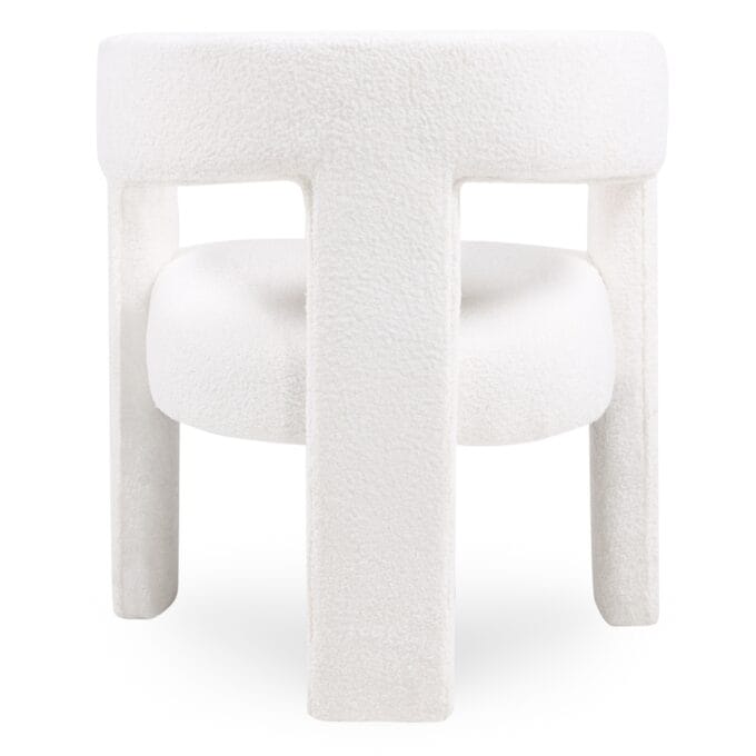 Poilsio krėslas Lory Boucle Cream – apvalus atlošas, boucle audinys, cream spalva