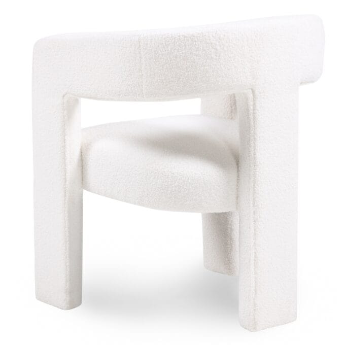 Poilsio krėslas Lory Boucle Cream – apvalus atlošas, boucle audinys, cream spalva