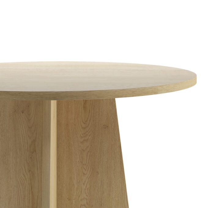Merlo Oak apvalus valgomojo stalas su tvirtu pagrindu ir elegantiška apdaila