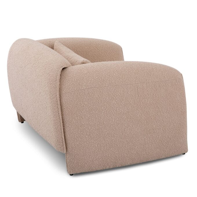 Miti fotelis – boucle audinys, cream spalva, apvalios formos, pagalvėlė