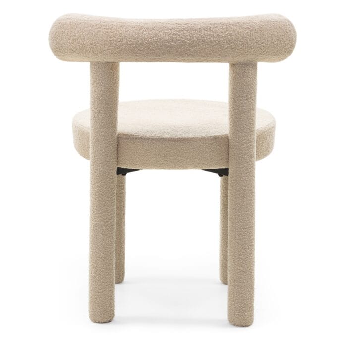 Pedro Beige Boucle kėdė su apvaliu atlošu ir minkštu boucle audiniu