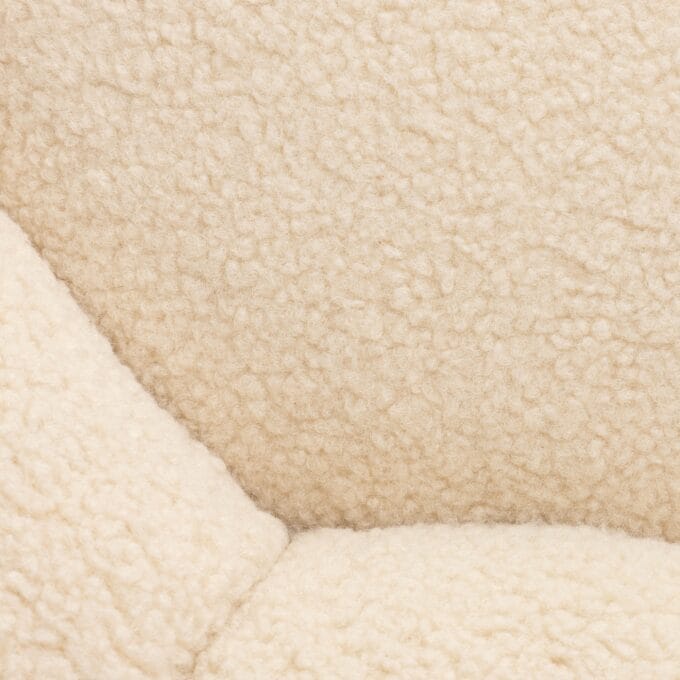 Perugia Beige boucle pufas su apvaliomis formomis ir dekoratyvinėmis siūlėmis