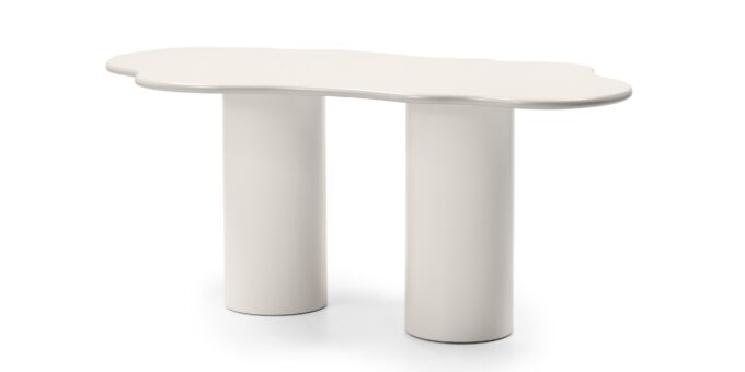 Pinar Grey Beige 180 valgomojo stalas su netaisyklingos formos stalviršiu