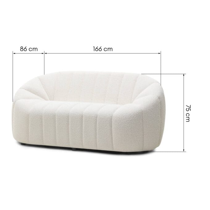 Caballo sofa, šviesiai smėlio spalvos, su apvaliomis formomis ir minkštu atlošu
