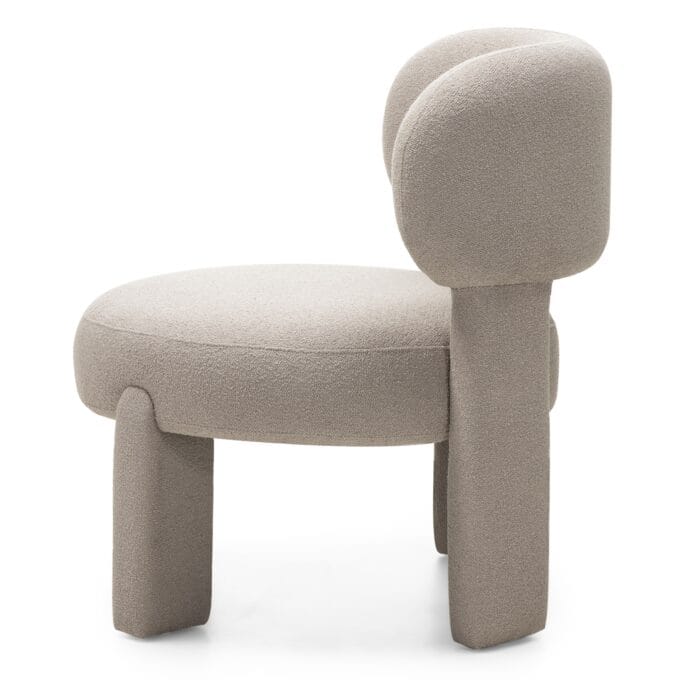 Falone fotelis iš bouclé audinio, šviesiai smėlinis