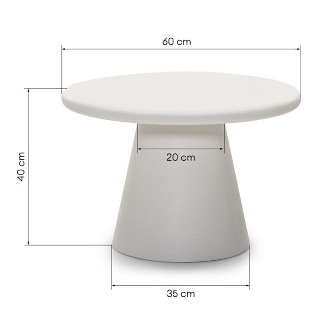 Monti ecru kavos staliukas su mikrocemento apdaila, apvalus, 60 cm