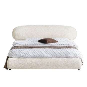 Avola beige lova su aukštu 21 cm apvaliu galvūgaliu ir patalynės dėže