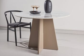 Bootcut Beige apvalus valgomojo stalas ⌀110 su marmuro efektu