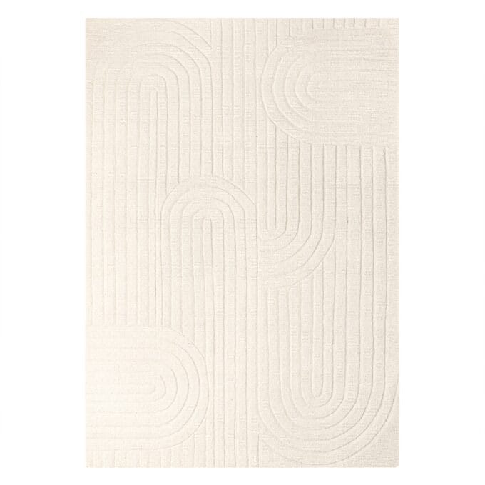Dunes vilnonis kilimas 190x290, rankomis austas, su arkos raštu, minimalistinis interjero akcentas