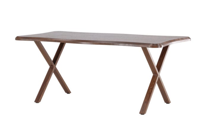 Fiona valgomojo stalas – stačiakampis 180x90 cm stalas riešuto spalvos su banguotu stalviršiu