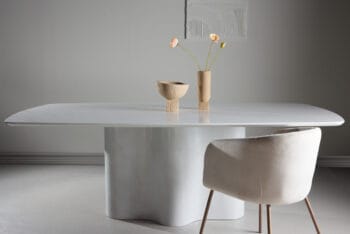 Vaddo baltas valgomojo stalas 220x110 cm su kvarco efektu