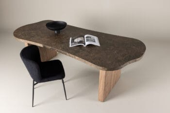 Eleonora didelis valgomojo stalas su rudos spalvos marmuro imitacija