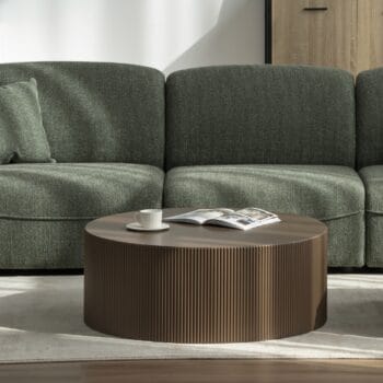 Ermanno Mocha kavos staliukas su dekoratyviniais grioveliais ir apvaliu stalviršiu