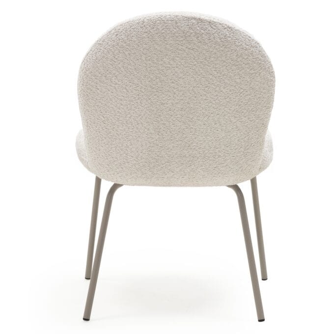 Fiori Beige Bouclé kėdė smėlio spalvos su apvaliu atlošu ir metalinėmis kojelėmis