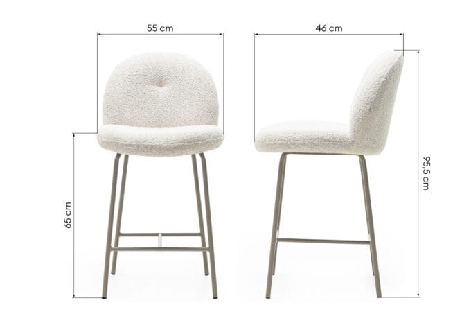 Fiori Beige baro kėdė smėlio spalvos audiniu ir apvaliu atlošu