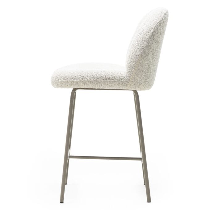 Fiori Beige baro kėdė smėlio spalvos audiniu ir apvaliu atlošu