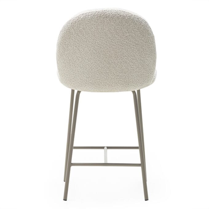 Fiori Beige baro kėdė smėlio spalvos audiniu ir apvaliu atlošu