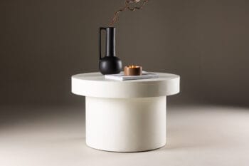 Malung White apvalus baltas kavos staliukas MDF pagrindu, Ø80 cm