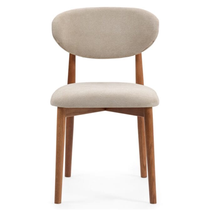 Merano Beige kėdė smėlio spalvos audiniu ir šviesaus riešutmedžio spalvos ąžuolo kojelėmis