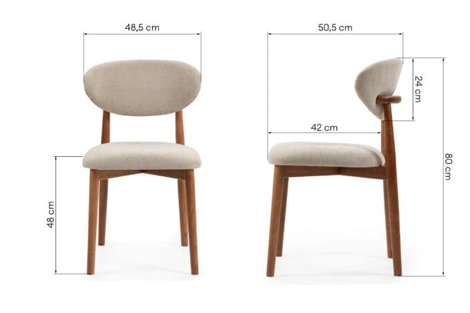 Merano Beige kėdė smėlio spalvos audiniu ir šviesaus riešutmedžio spalvos ąžuolo kojelėmis