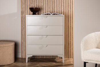 Piring Beige plieninė komoda, smėlio spalvos, su stalčiais