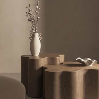 Cosmo 66 riešutmedžio kavos staliukas su organiška forma