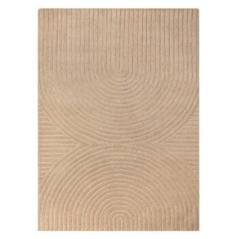 Isla Brown 160x230 rankomis siūtas vilnos kilimas su arkos raštu, šiltos rudos spalvos