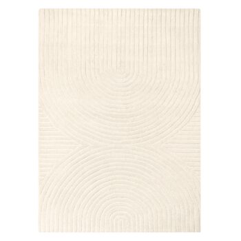 Isla Cream 160x230 rankomis siūtas natūralios vilnos kilimas su arkos raštu, šviesios kreminės spalvos