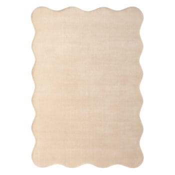 Sable 160x230 natūralios vilnos rankų darbo kilimas su banguotais kraštais ir švelnia smėlio spalva