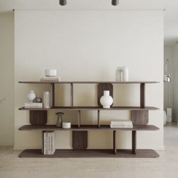 Tulumo Dark 200 riešutmedžio spalvos lentyna su 4 lygiais