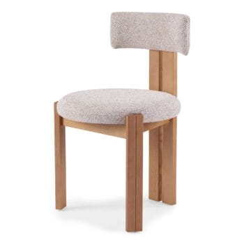 Matteo Beige Natural valgomojo kėdė su smėlio ir kreminės spalvos audiniu bei natūralios uosio medienos kojomis