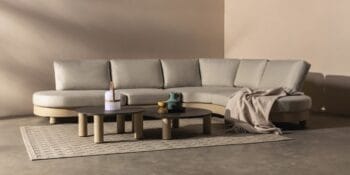 Santa Ana lauko baldų komplektas su kampine sofa ir marmuro imitacijos kavos staliukais