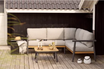 Comillas lounge lauko baldų komplektas su kampine sofa ir staliuku