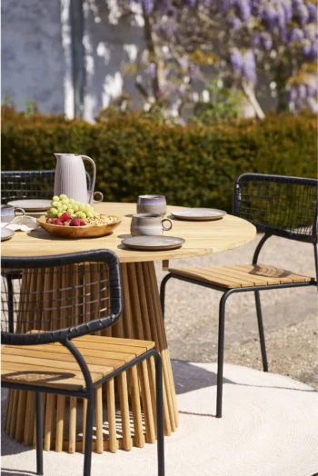 Menorca ovalus lauko kilimas 180 cm sand spalvos terasai